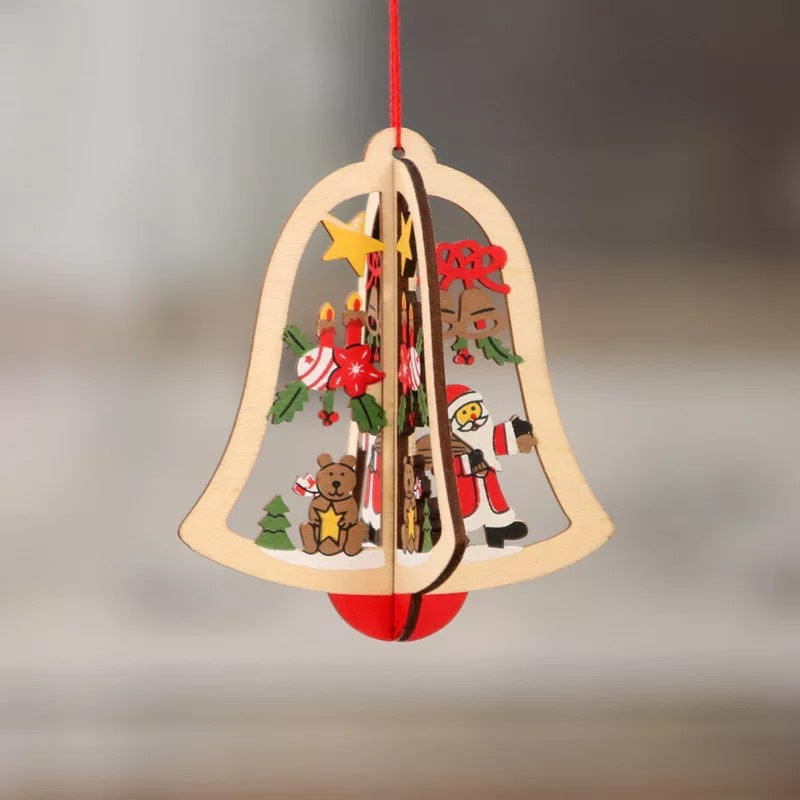Wooden gift box pendant laser cut from thin natural timber