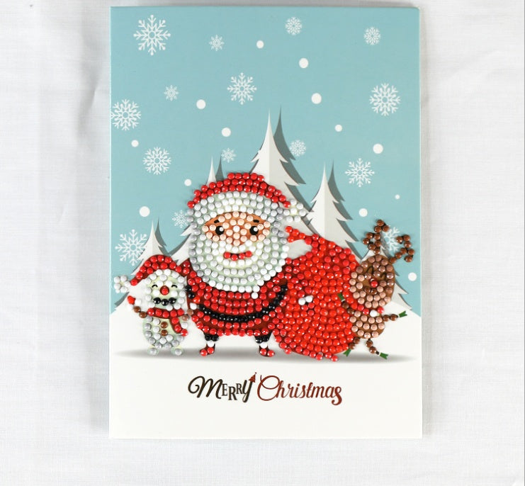 Diamond painting Christmas greeting card supplied as a single card