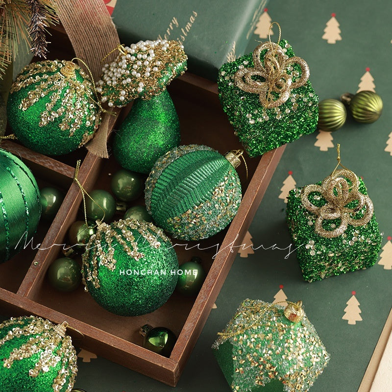 Green flocked foam gift bag ornament measuring 2.4 inches (6 cm)