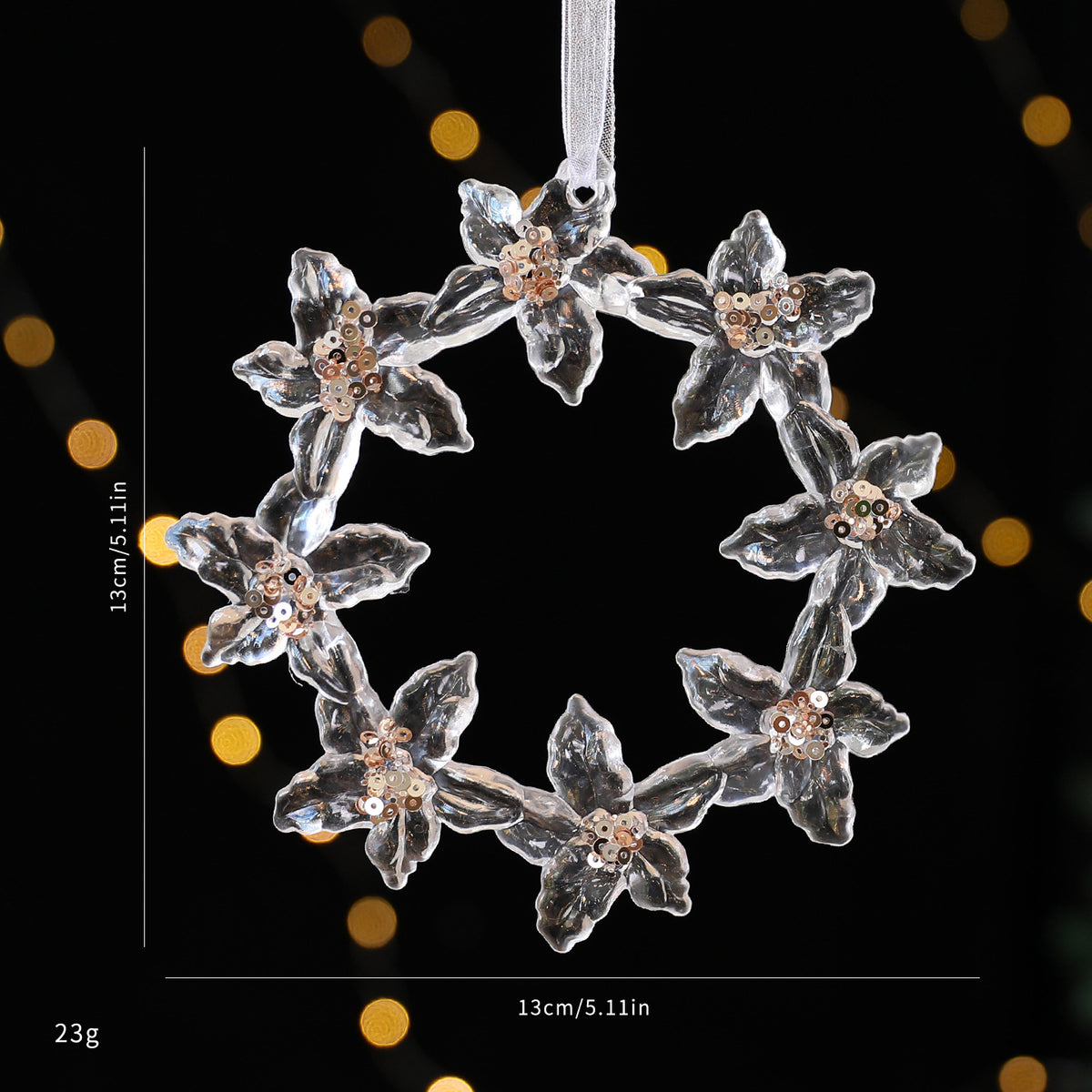 Dragonfly shaped sequin acrylic Christmas ornament, one of fourteen designs