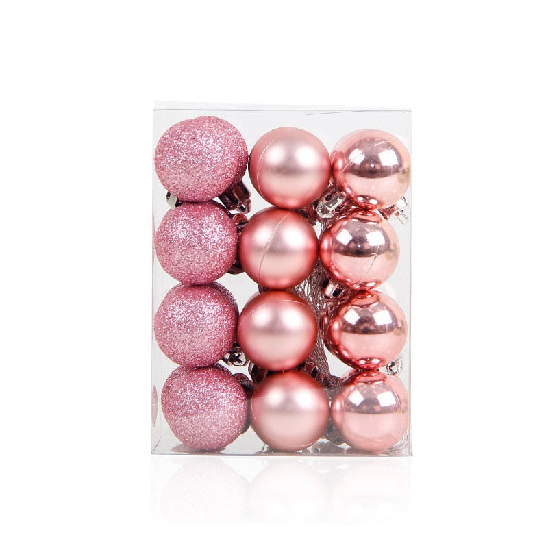 Silver bow ornaments alongside the mini plastic Christmas balls