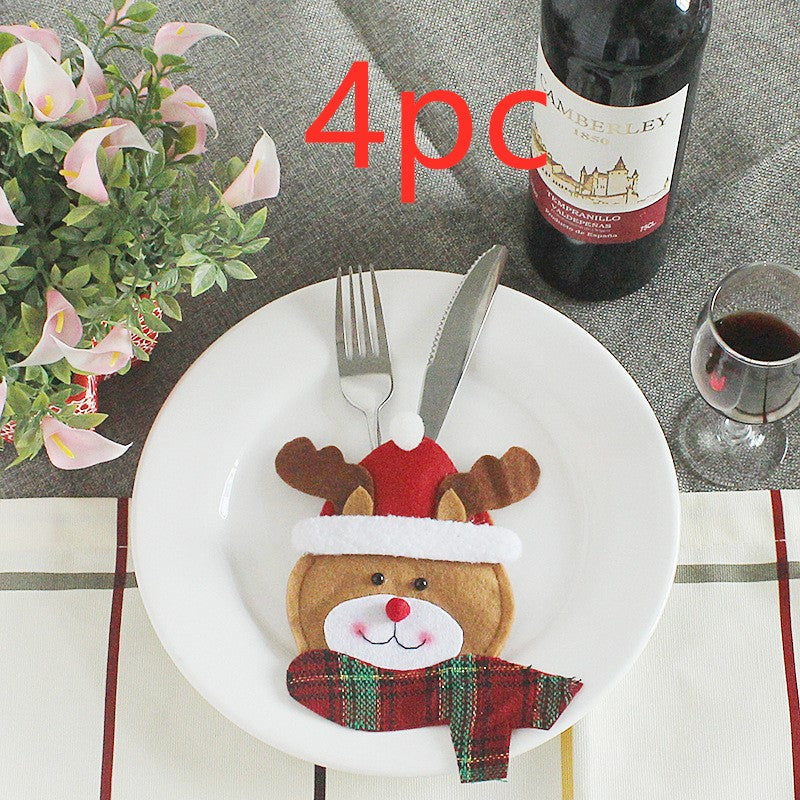 Christmas cutlery pocket with a printed front panel and plain back
