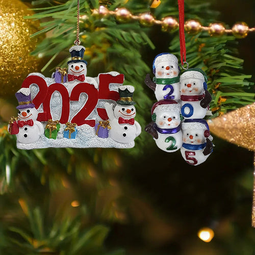 Cartoon style snowman Christmas tree ornament molded in smooth synthetic resin