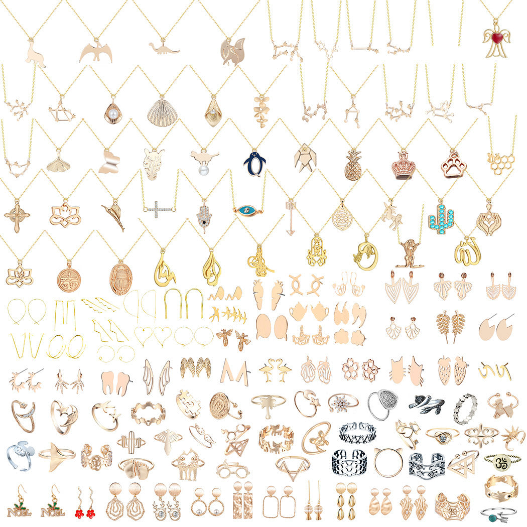Assorted metal rings and ear studs from the advent calendar