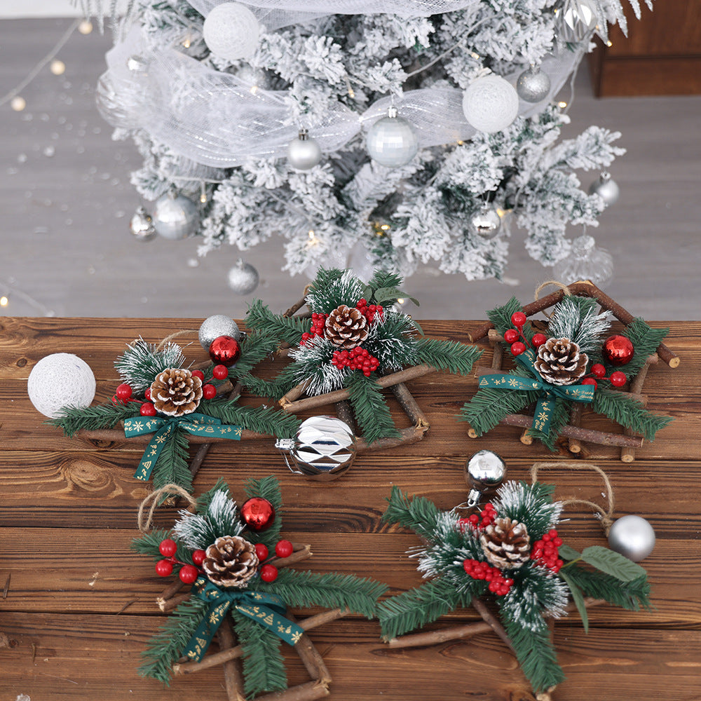Christmas tree shaped hanging ornament in the ribbon trim style