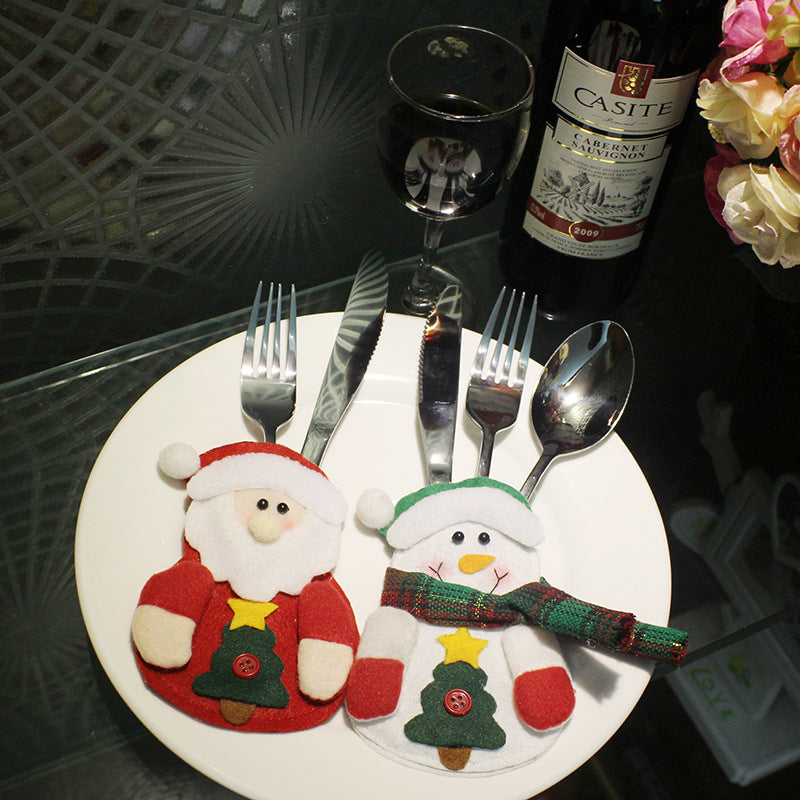 Snowman design cutlery pocket from the same three character Christmas range