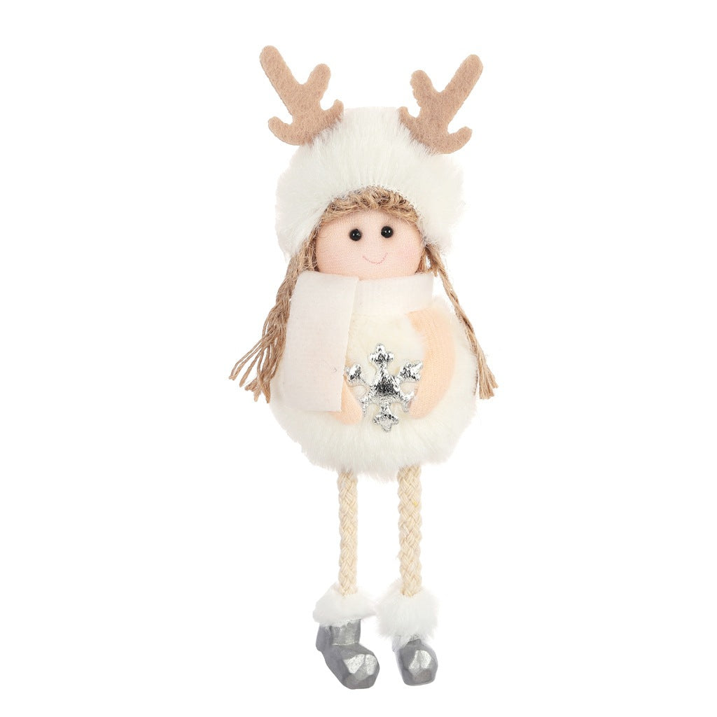 Pink plush Christmas angel pendant measuring 6.7 by 2.4 inches
