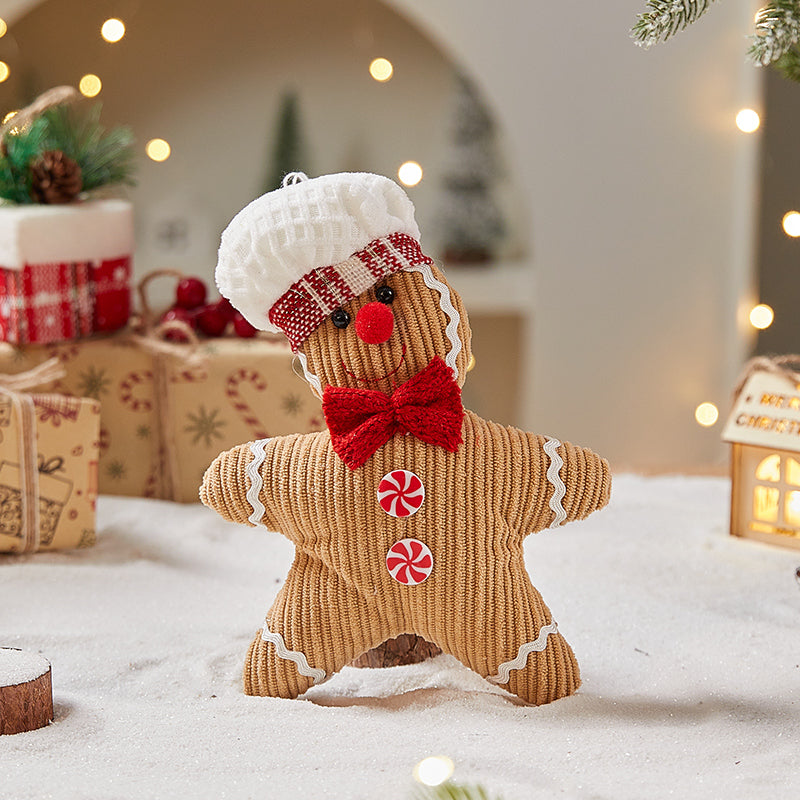 Girl retractable gingerbread doll made from cloth for a Christmas tree