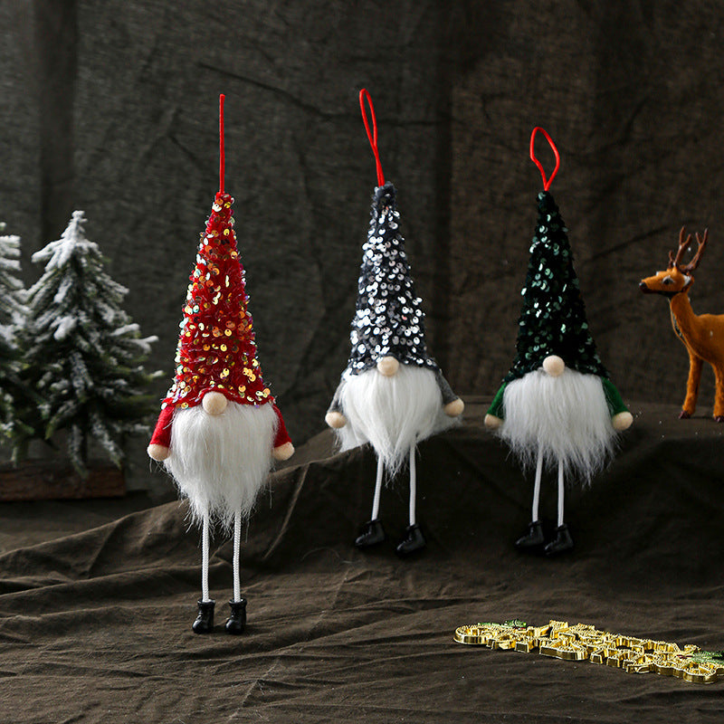 Red version of the same long leg faceless Christmas gnome doll