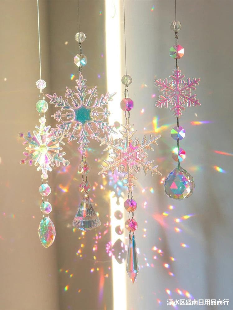 Diamond cut bead snowflake ornament in iridescent acrylic