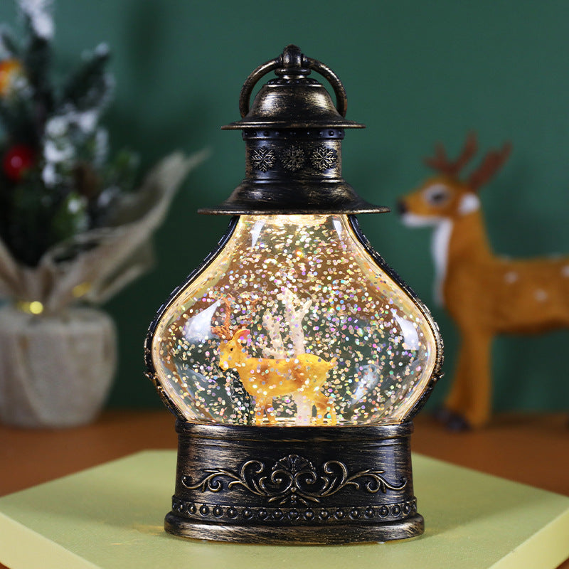 Clear plastic dome snow globe holding a cartoon holiday figure