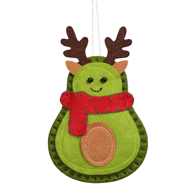 Non-woven felt texture across the surface of the avocado ornament