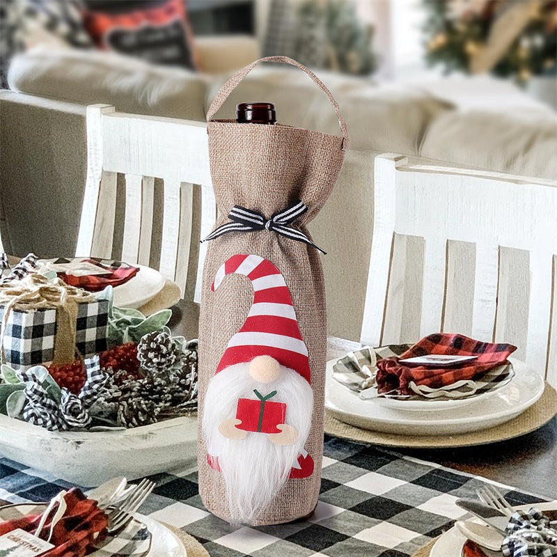 Reusable Christmas bottle cover that folds away after the season