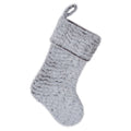 Gray flannel Christmas stocking measuring 11.4 by 17.3 inches