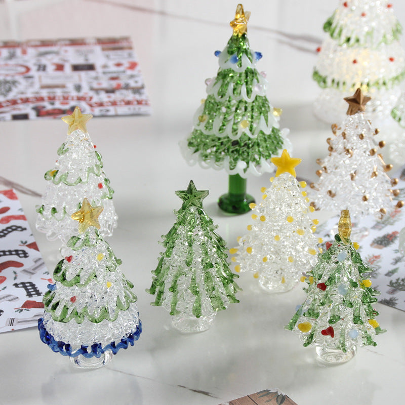Gold brushed glass Christmas tree shaped by hand from colored glaze