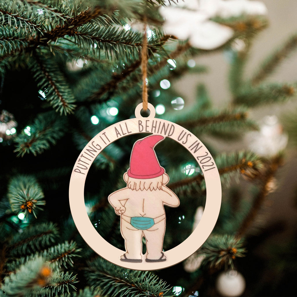 Wooden Christmas tree ornament cut in a tree silhouette with hanging cord