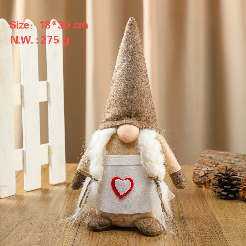 Cloth gnome decoration with the hat pulled down over the face