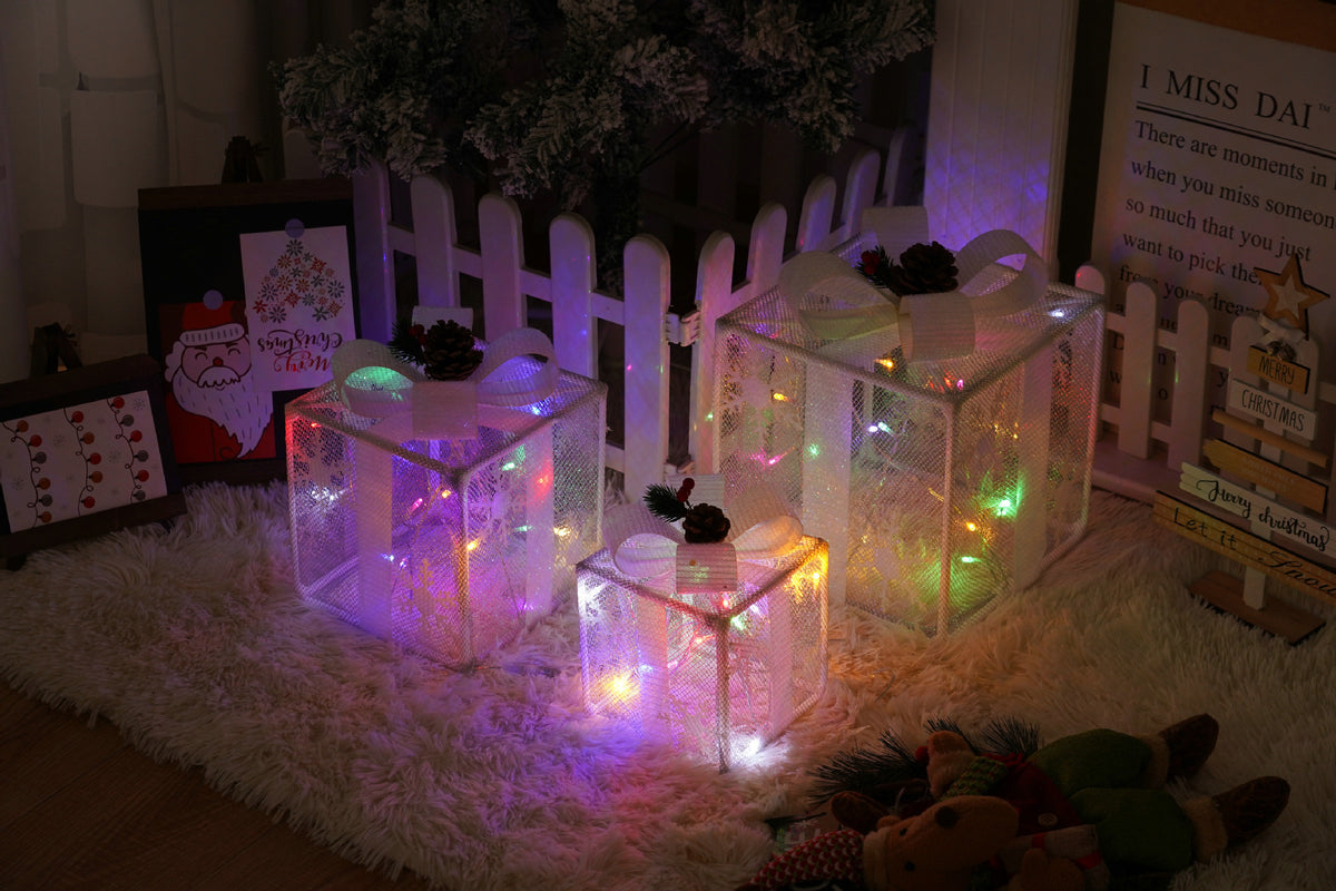 Polyester fabric shell and lid ribbon on the light up box