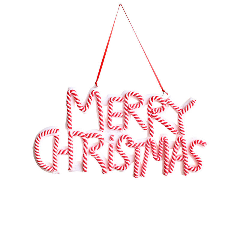 Red and white Merry Christmas plaque with a cord loop for hanging