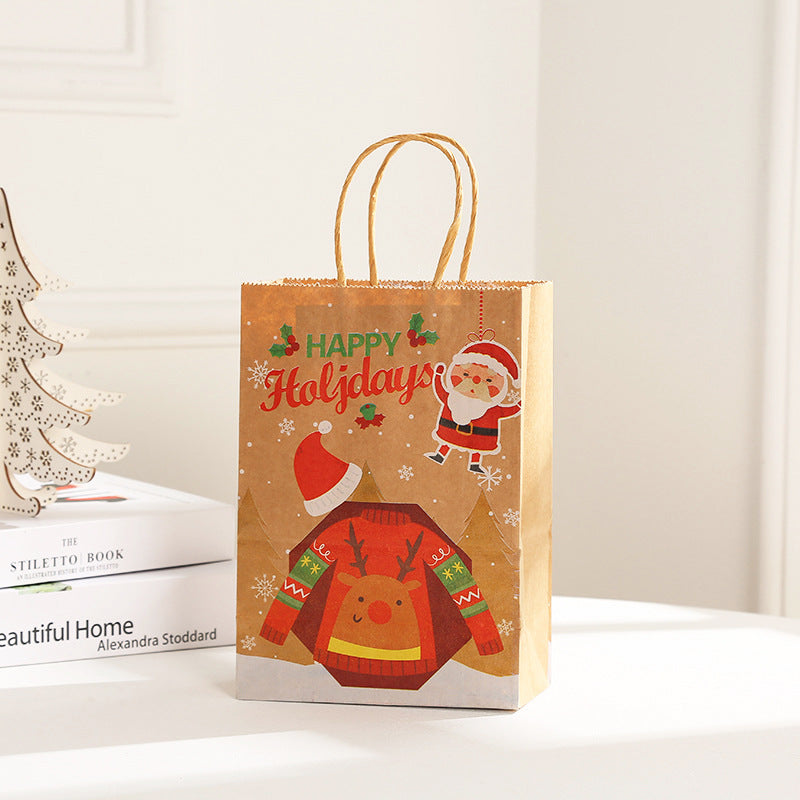 Twisted paper rope handle fitted to the Christmas kraft gift bag