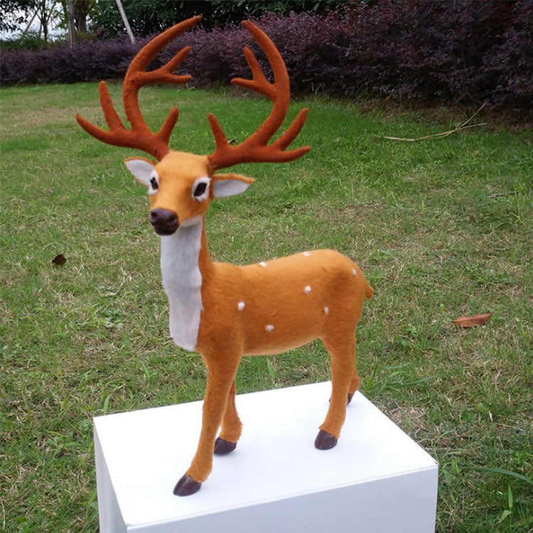 5.9 inch flocked Christmas deer figurine with slender molded legs
