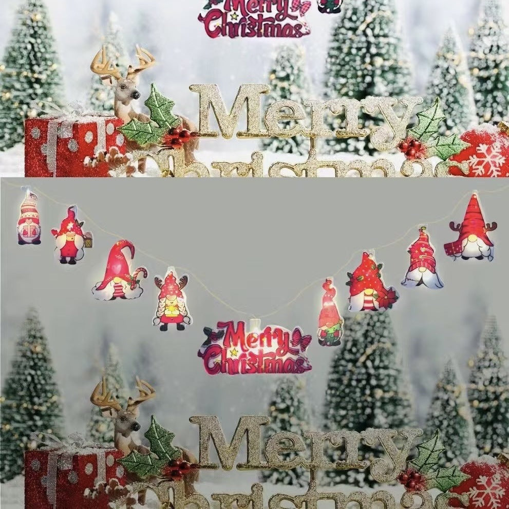 Fifteen bulb string light with Christmas letter shaped covers