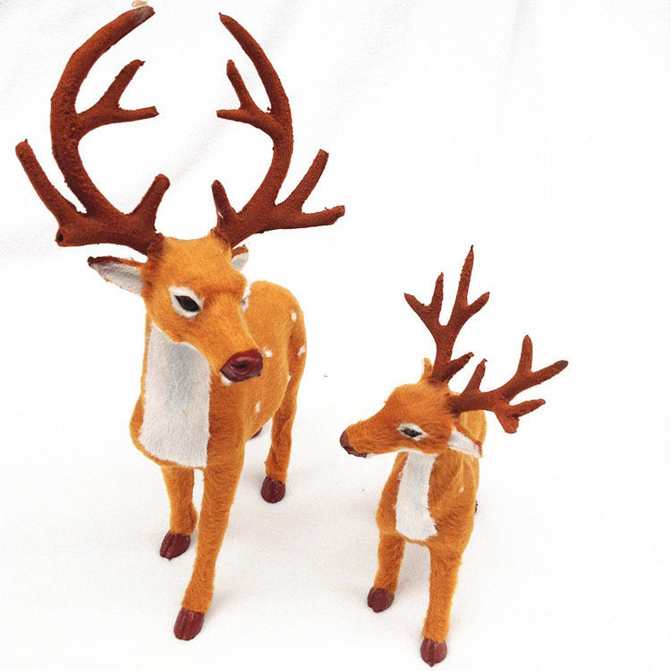 7.9 inch flocked deer figurine, the middle size in the range