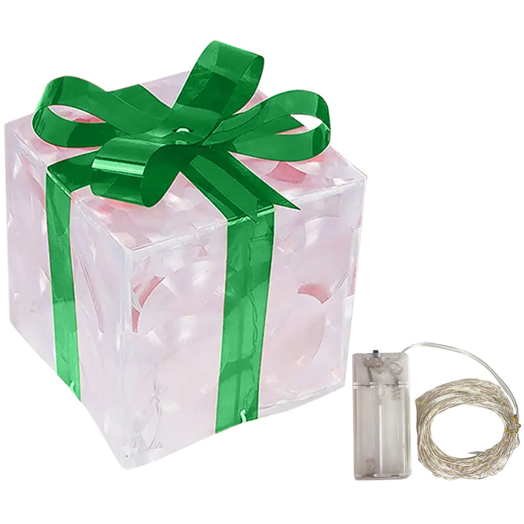 Red PVC Christmas light box printed with a snowflake pattern