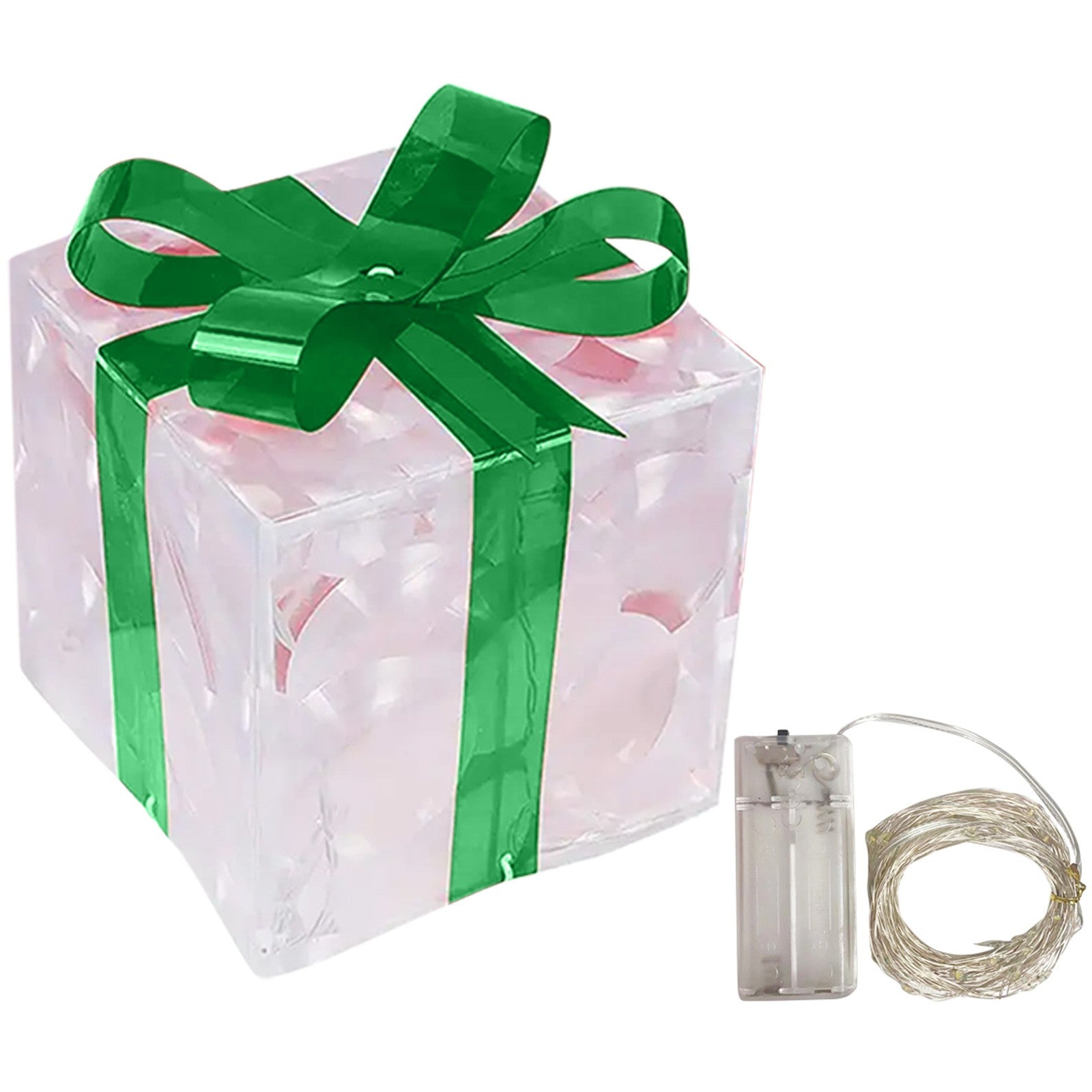 Red PVC Christmas light box printed with a snowflake pattern