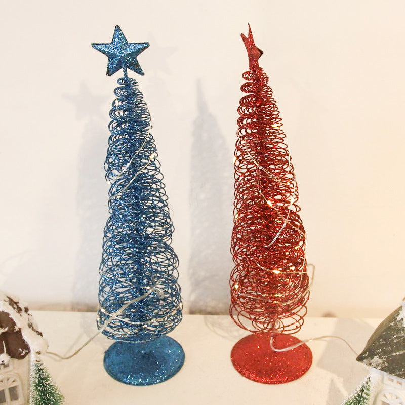 Blue wrought iron Christmas tree, one of five colorways