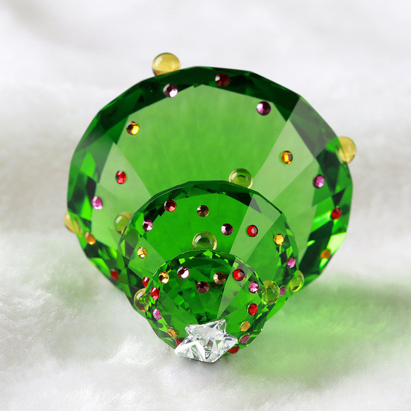 Clear green artificial crystal Christmas tree in a compact size