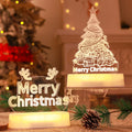 Engraved acrylic Christmas tree night light with an LED lit base