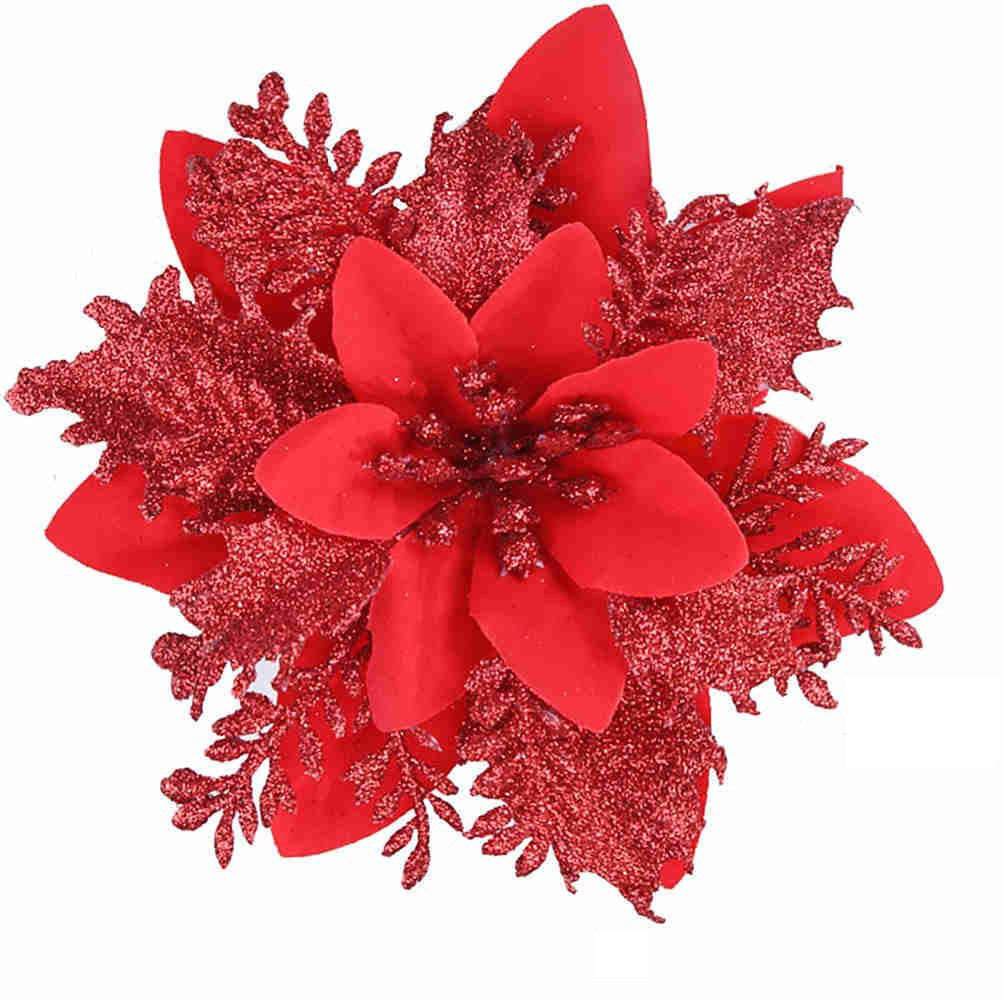 Silver Christmas flower pick, one of four finishes offered