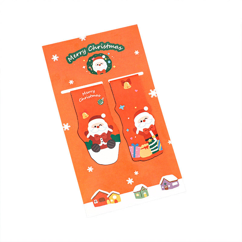 Winter snowman Christmas magnetic bookmark that folds over and clamps shut