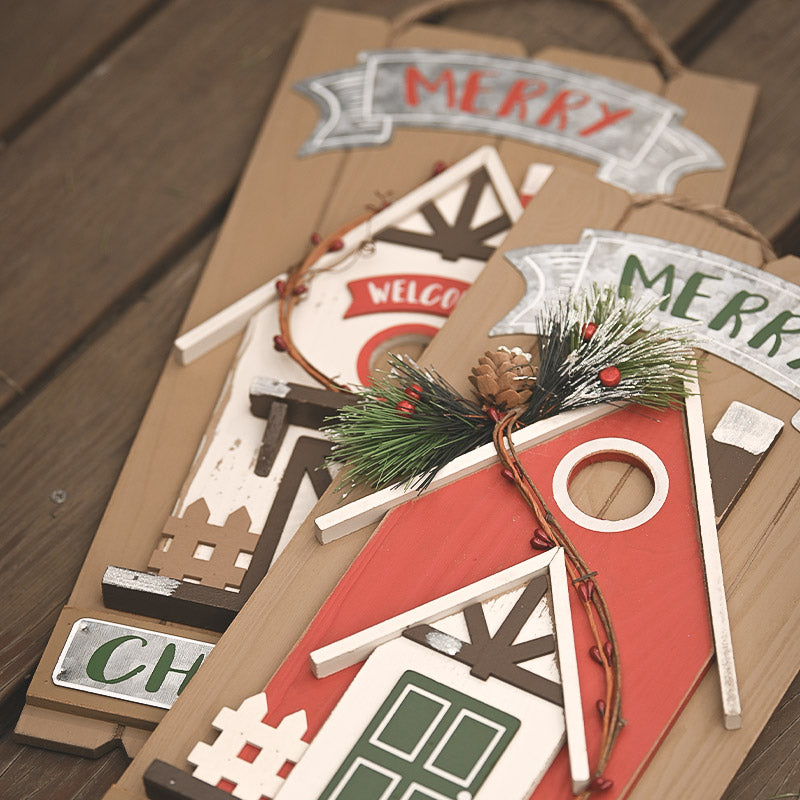 Wooden cottage Christmas decoration, one piece supplied per order