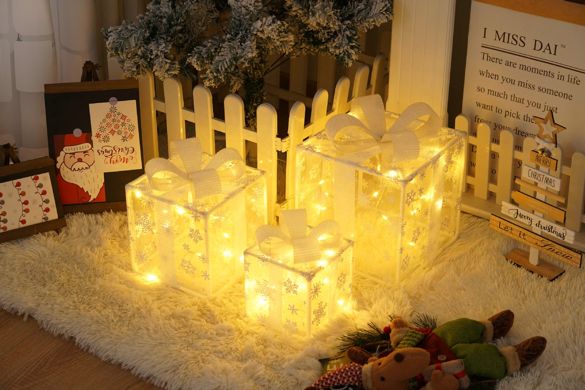Laser purple finish light up Christmas gift box with LED lighting