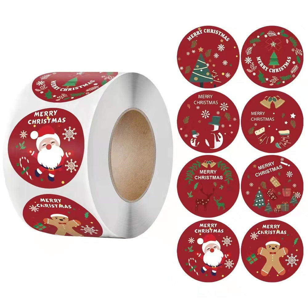 Five hundred round Christmas stickers supplied on a single roll