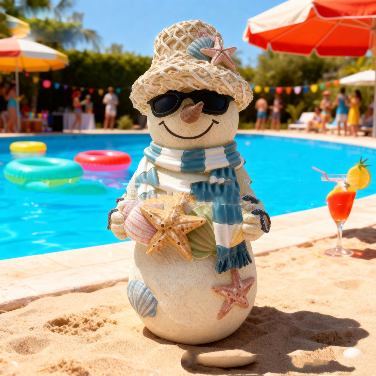 Beach themed Christmas snowman decoration, one figure per order
