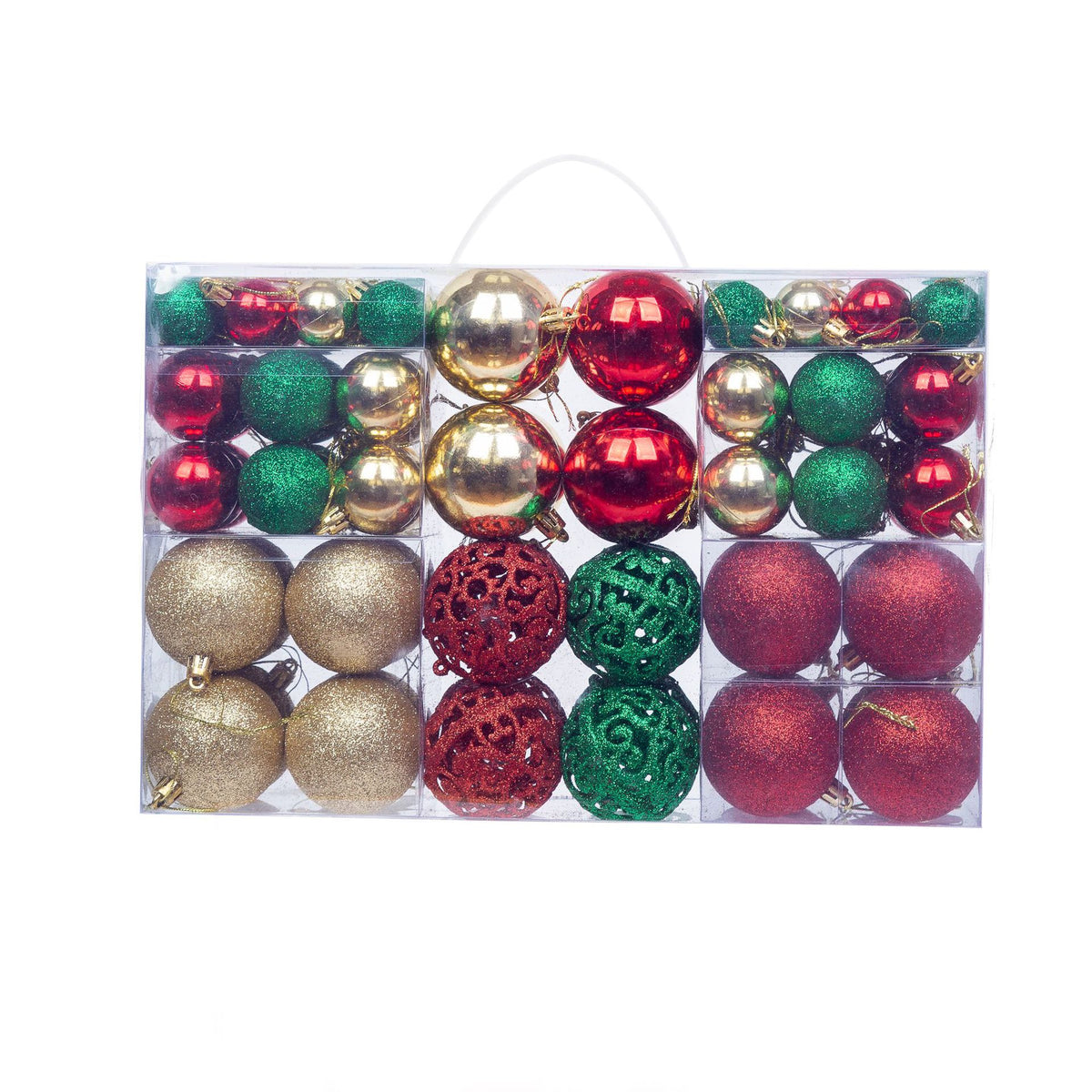 Gold, red and green mixed Christmas bauble colorway in PVC