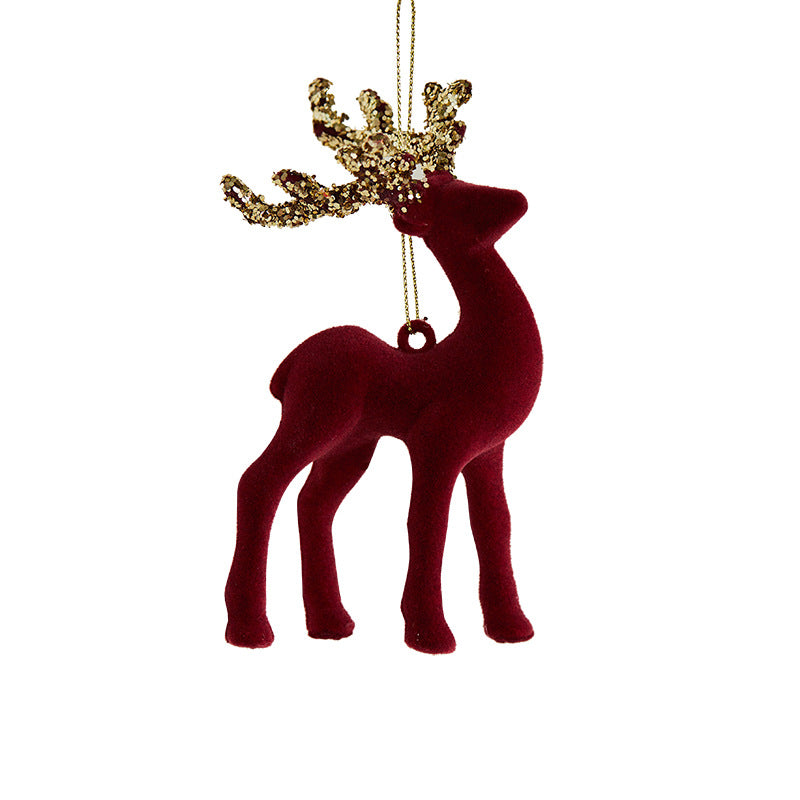 Second small sequin deer pendant with a soft velvety flocked surface
