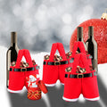 Cloth Christmas candy bag sewn with a small belt detail across the front