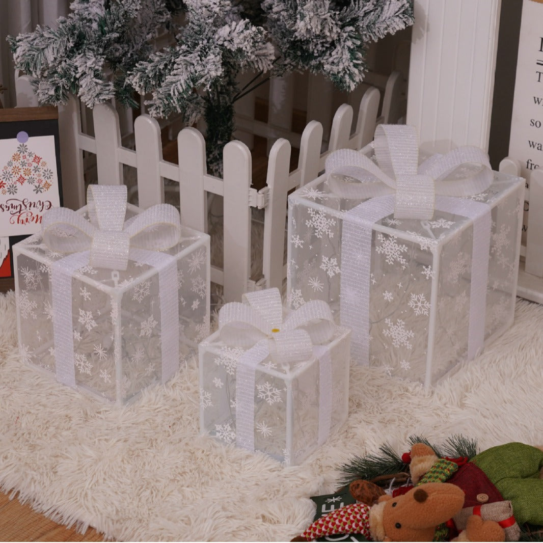 Red light up Christmas gift box with a polyester fabric shell