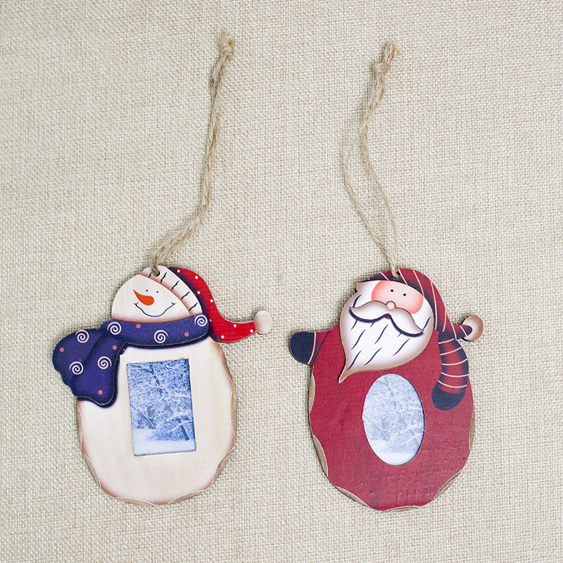 Design 2 painted Christmas photo frame ornament, 4.7 by 4.3 inches