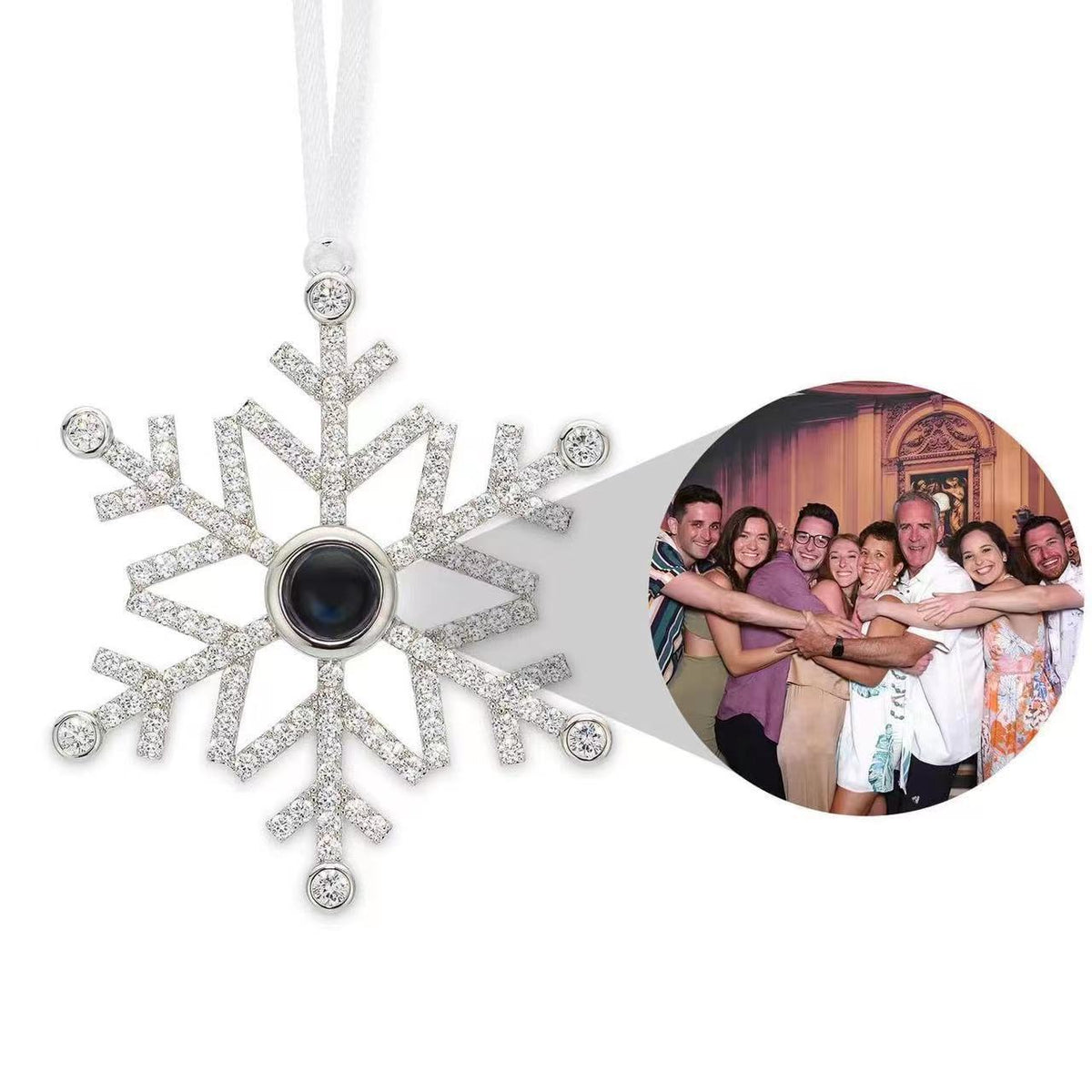 Gold finish snowflake necklace with its clasp and chain fastening