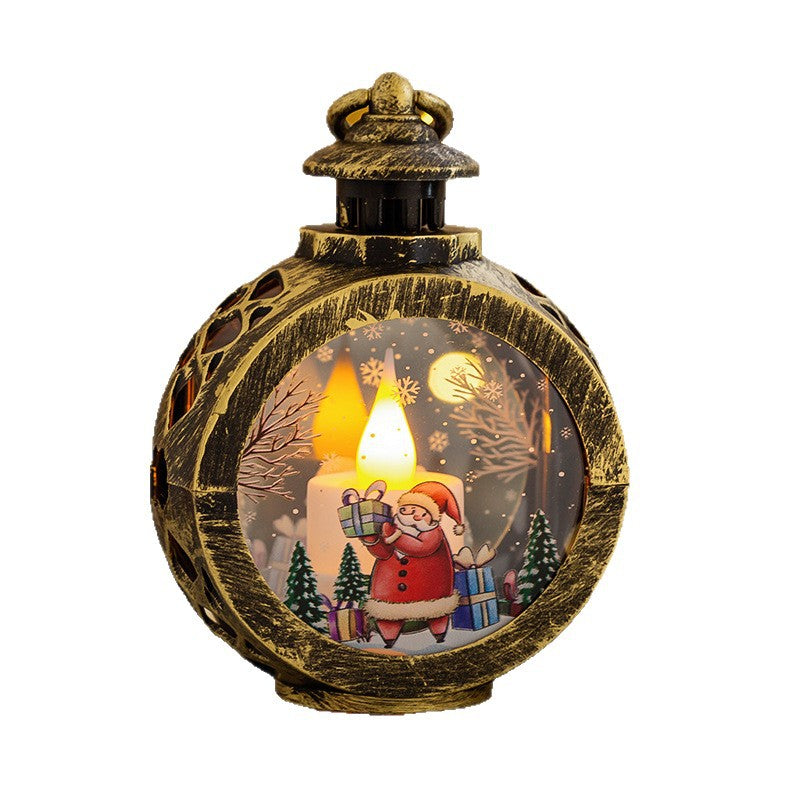 Triangular white Christmas night light with a Santa figure