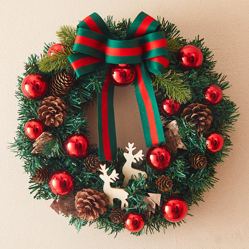 Handmade PVC Christmas wreath with a reindeer detail, 15.7 inches across