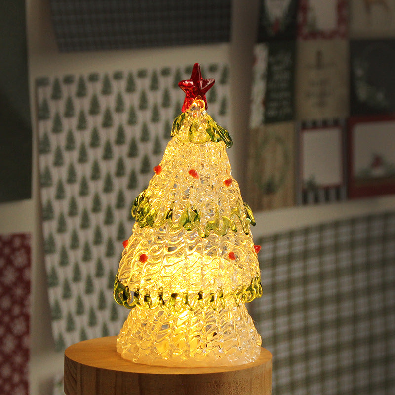 Multicolor dotted glaze glass tree ornament with a brushed surface