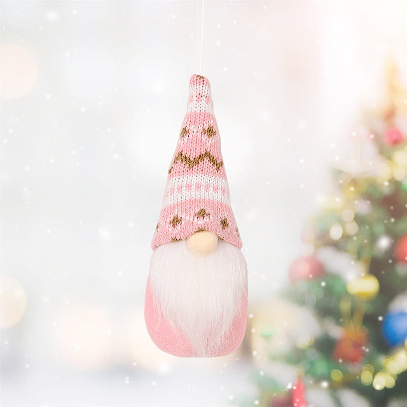 Third pink knit style ornament supplied with a hanging cord