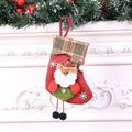 Plaid snowman ankle sock gift bag in checked cloth