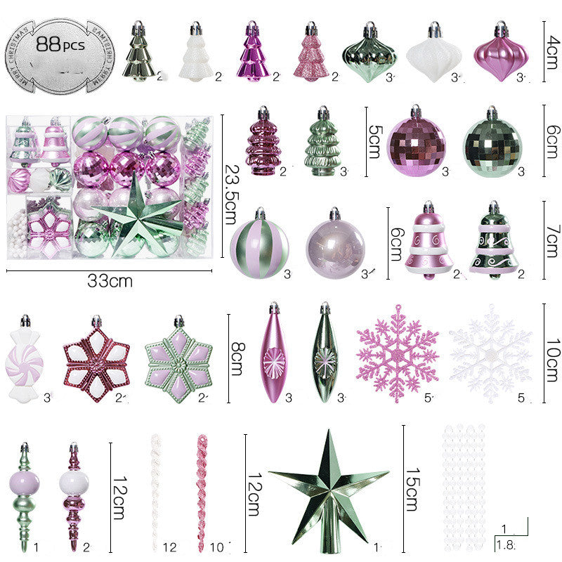 Pastel Christmas decorative balls molded from plastic and PET